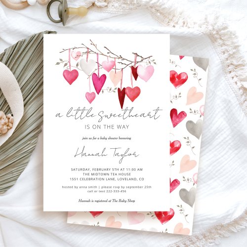 Pink Hearts Girls Baby Shower Invitation