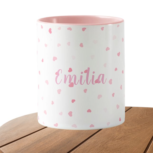 Pink hearts girls personalized mug (Creator Uploaded)