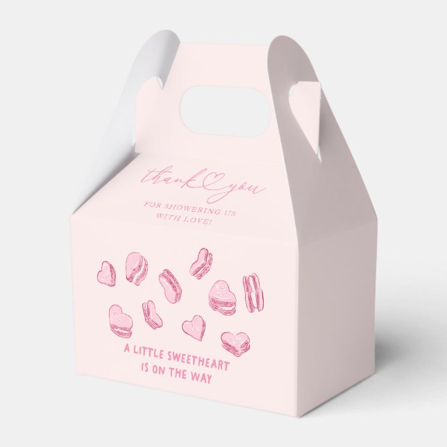 Pink Hearts Girls Valentine Baby Shower Favor Boxes (Front Side)