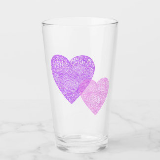 Pink Hearts Glass