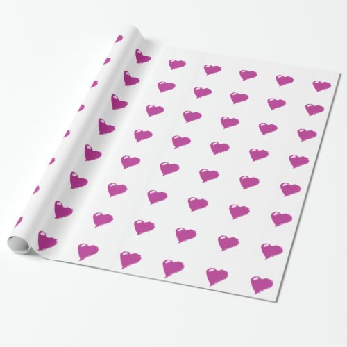 Pink Hearts Glossy Wrapping Paper