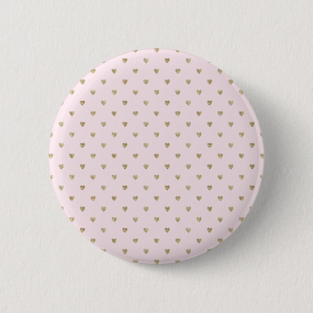 Pink Hearts Golden  Button (Front)