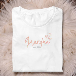 Pink Hearts Grandma Established Year T-Shirt