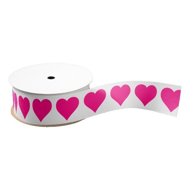 Pink hearts grosgrain ribbon (Spool)