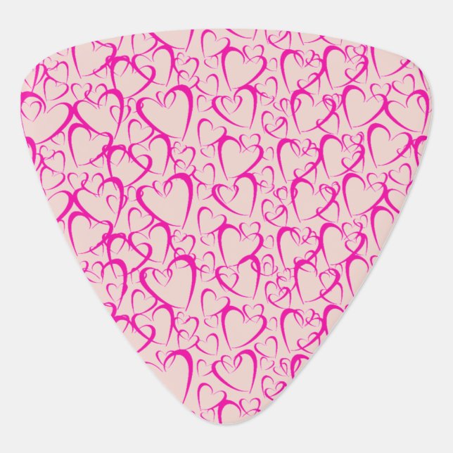 Pink Hearts Guitar Pick (Front)