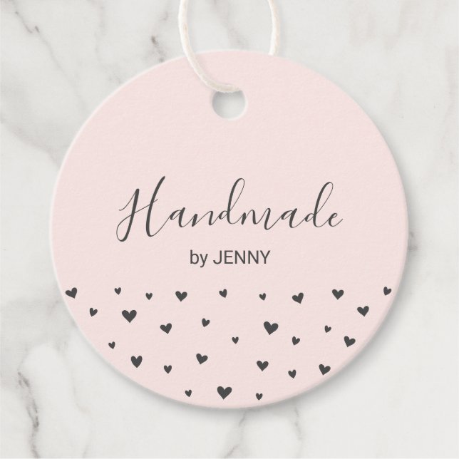 Pink | Hearts Handmade, Craft Package Tag (Front)