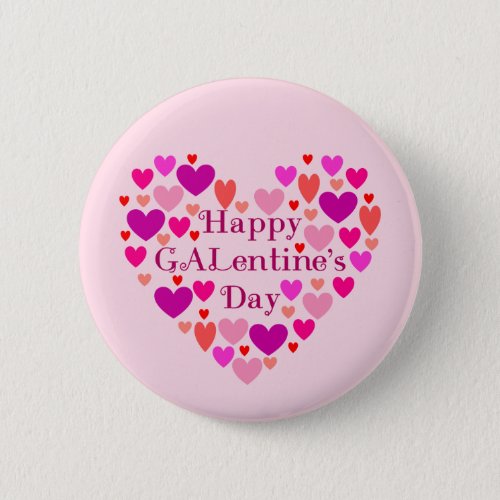 Pink Hearts Happy GALentines Day Button