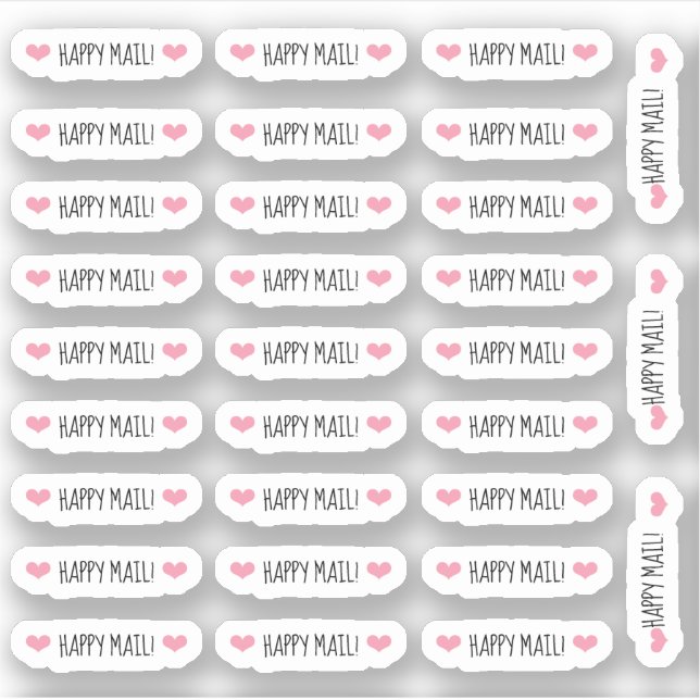 Pink Hearts Happy Mail Sticker (Front)
