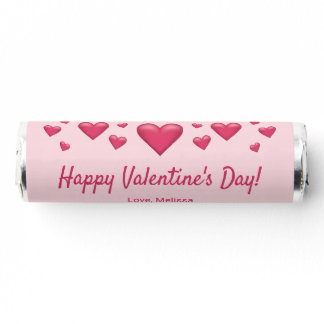 Pink Hearts Happy Valentine's Day &amp; Custom Text Breath Savers® Mints