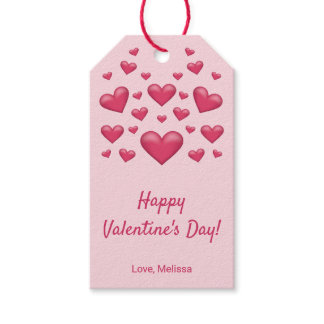 Pink Hearts Happy Valentine's Day &amp; Custom Text Gift Tags