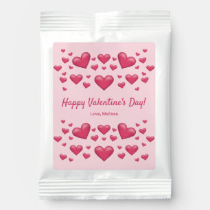 Pink Hearts Happy Valentine's Day & Custom Text Margarita Drink Mix