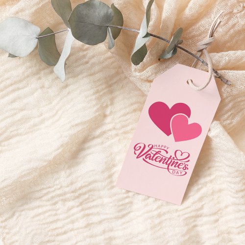 Pink Hearts Happy Valentines Day Gift Tags