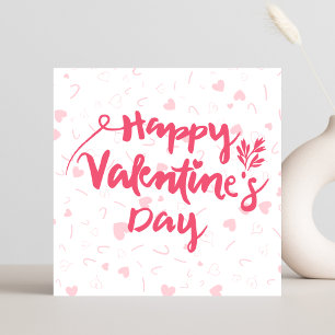Pink hearts Happy Valentine's Day Holiday Card