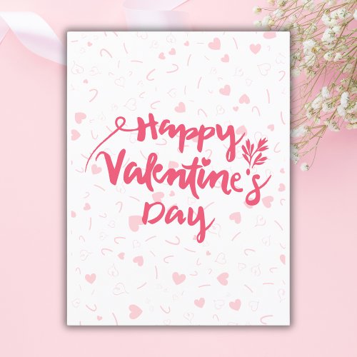 Pink hearts Happy Valentines Day Holiday Postcard