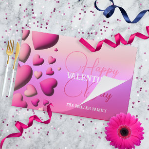 Pink Hearts Happy Valentine's Day Paper Placemat