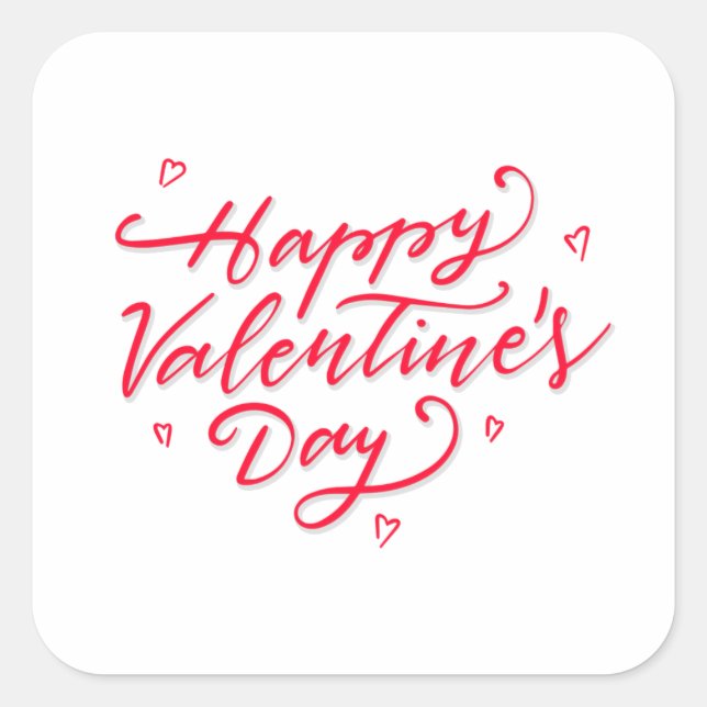 Pink Hearts Happy Valentine's Day Sticker Seal (Front)