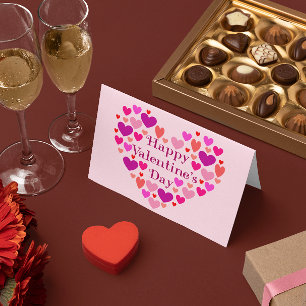 Pink Hearts Happy Valentines Day Valentine Holiday Card