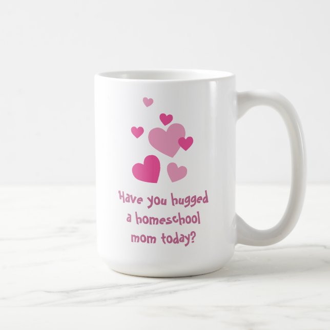 Pink hearts homeschool mom hugs coffee mug (Right)