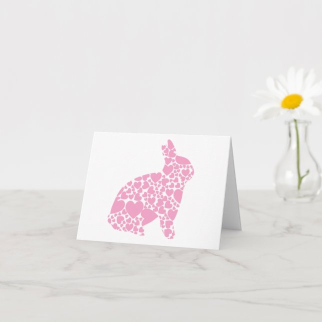 Pink Hearts I love you Bunny Card (Small Plant)