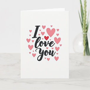 Pink Hearts I Love You Card