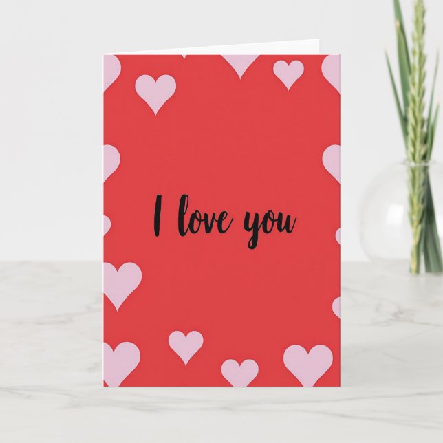 Pink Hearts I Love You Smooth Card (Front)