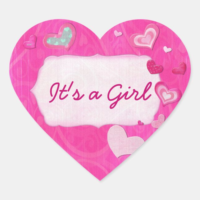 Pink Hearts Jeweled HEART PERSONALIZED Sticker (Front)