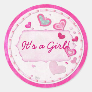 Pink Hearts Jeweled PERSONALIZED Classic Round Sticker