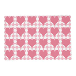 Pink Hearts Laminated Placemat