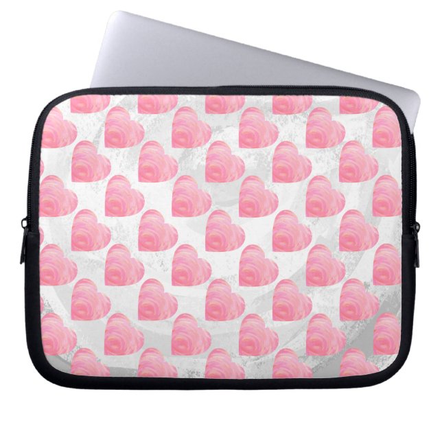 Pink Hearts Laptop Sleeve (Front)