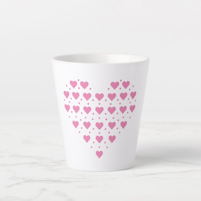 Pink Hearts Latte Mug (Front)