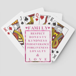 Pink Hearts & Lettering, Family Values Game Night Poker Cards