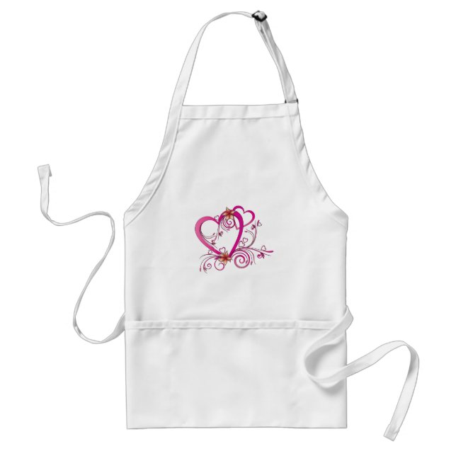 Pink Hearts Linked Adult Apron (Front)