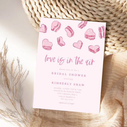 Pink Hearts Love Is In The Air Bridal Shower Invitation
