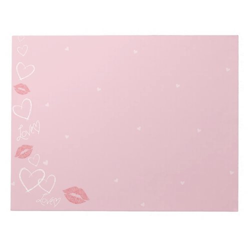 Pink Hearts Love Kisses Notepad