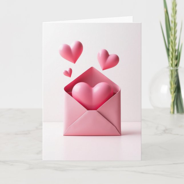 Pink Hearts Love Message Card (Front)
