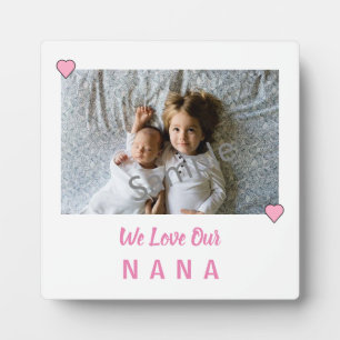 Pink Hearts Love Nana Photo Plaque