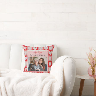 Pink Hearts Love Personalised Photo Throw Pillow