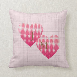 Pink hearts love personalized monogram throw pillow
