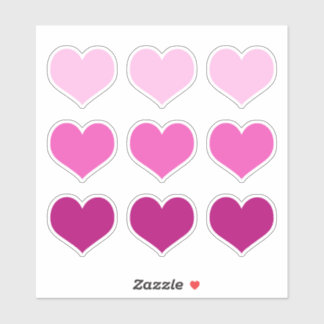 Pink Hearts Love Romance Valentines Day Set of 9 Sticker