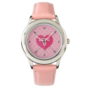 Pink Hearts Love U Custom Watch by Shopia at Zazzle