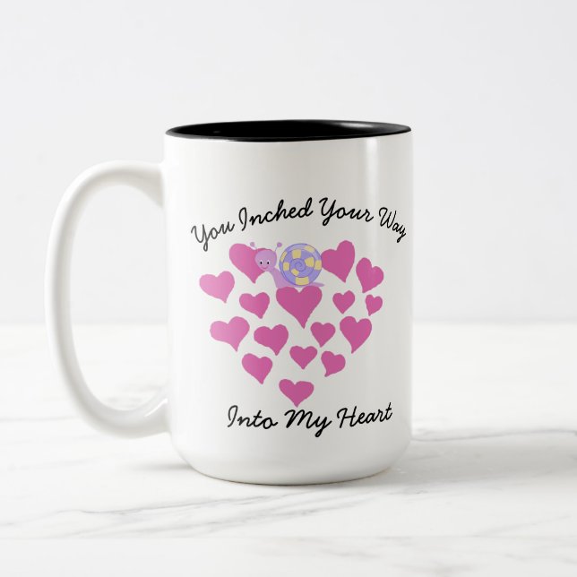 Pink Hearts Love Valentine's Day Girlfriend Gift  Two-Tone Coffee Mug (Left)