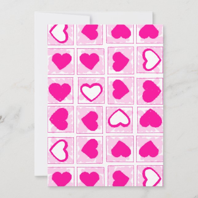 Pink Hearts Love XOXO  Invitation (Front)