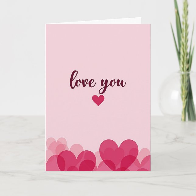 Pink Hearts Love You Card (Front)