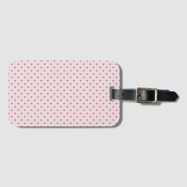 Pink hearts luggage tag (Front Horizontal)
