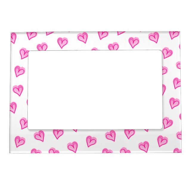 Pink hearts magnetic picture frame (Front)