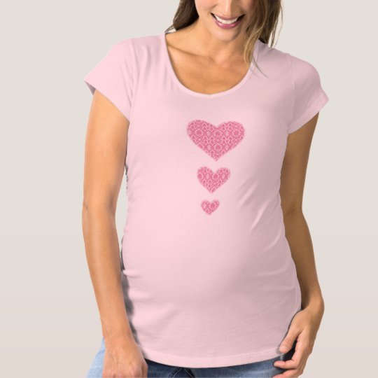Pink Hearts Maternity T-Shirt