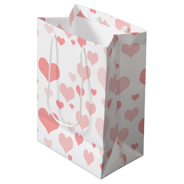 Pink Hearts Medium Gift Bag (Front Angled)