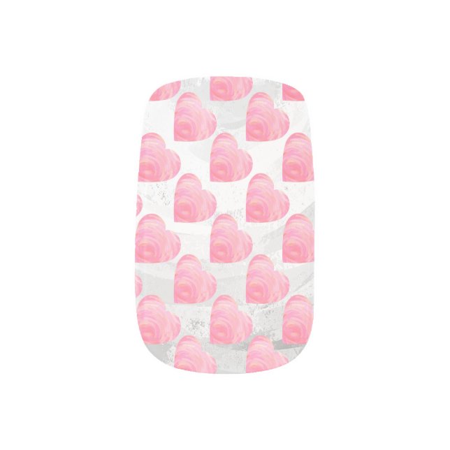 Pink Hearts Minx Nail Wraps (Left Thumb)