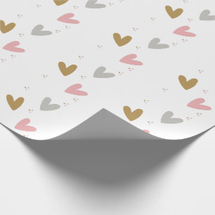 Pink Hearts Modern Simple Baby Shower Wrapping Paper