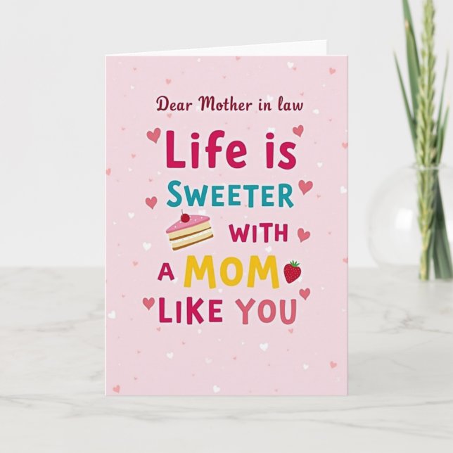 Pink Hearts Mom Affection Message Card (Front)